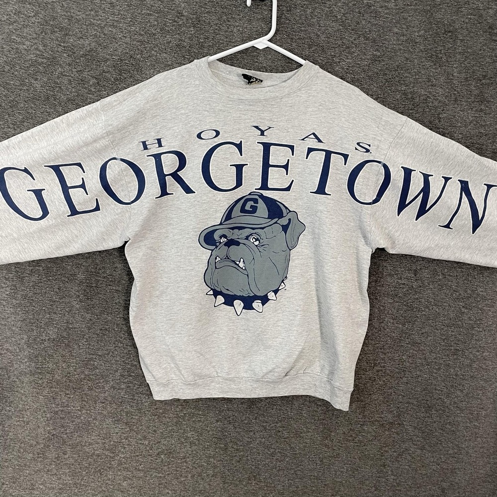VTG Georgetown Hoyas Sweatshirt Mens XL Gray NCAA‎ Basketball Bulldog Graphic